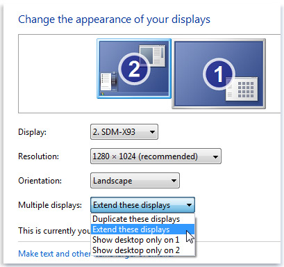 Display properties dialog box